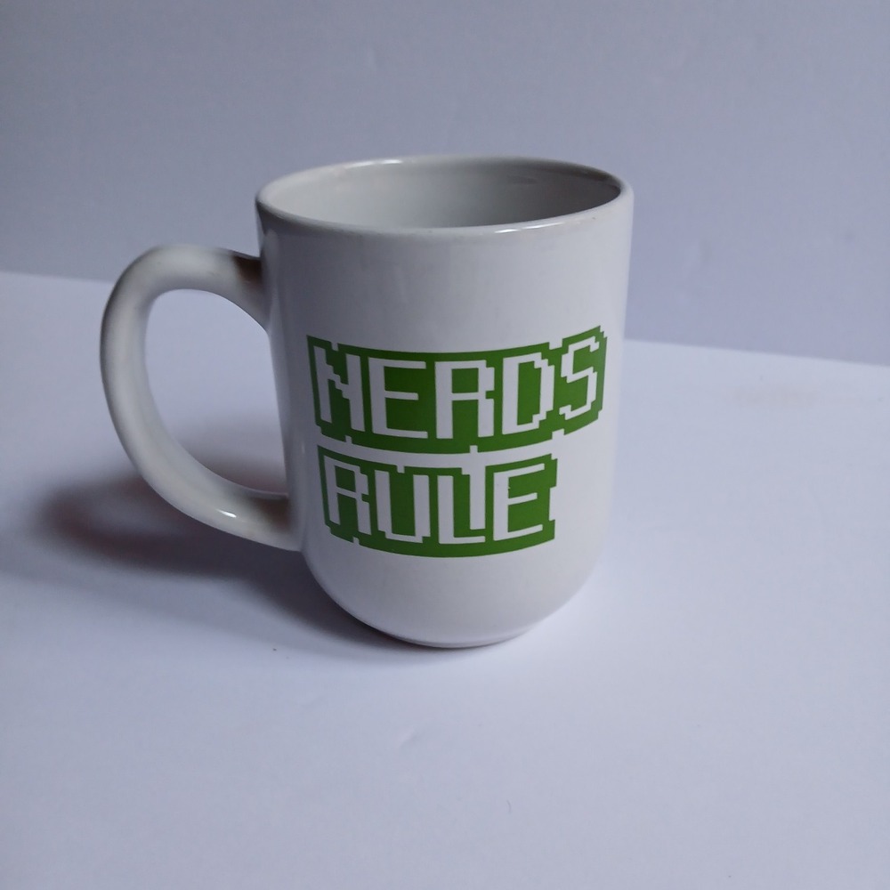 Royal Norfolk NERDS RULE Ceramic Coffee Mug  White Green Novelty With Tag